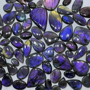 Natural Labradorite Purple Loose Gemstone For Earrings Making Cabochon - Picture 1 of 5