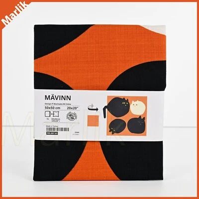 Funda Cojín Almohada Ikea MÄVINN MAVINN 20x20" Naranja Patrón Gato con Cola, NUEVA Foto 1 de 4