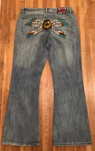 VTG Crest Jeans Women's Juniors Size 17/18 36x31 Blue Denim Bootcut Embroidered - Picture 1 of 7