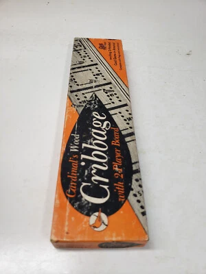 Vintage Cardinal's Wood Cribbage Board, Red & White Pegs, instructions - Image 1 of 4