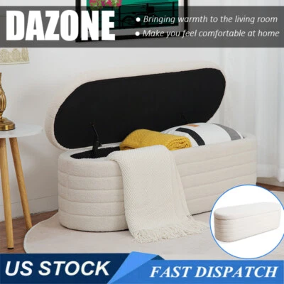 45'' Storage Ottoman Bench Teddy Entryway Bedroom Velvet End Bed Tool Footrest  - Image 1 of 4