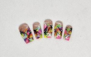 Press on nails 🎨 Paint on me 🎨 Square Medium length  - Picture 1 of 3