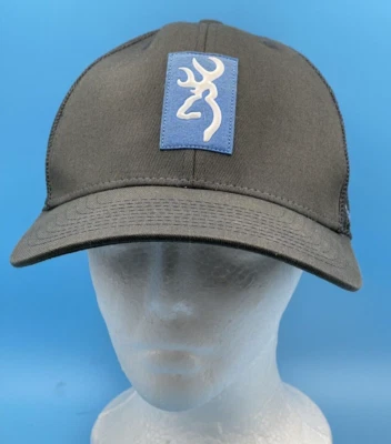BROWNING Arms Logo Hat Mesh Snap Back Gray with blue/white accent Deer Buck - Image 1 of 4