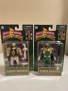 Hasbro Mighty Morphin Power Rangers Retro Morphin White & Green Ranger lot Of 2 - Picture 1 of 7