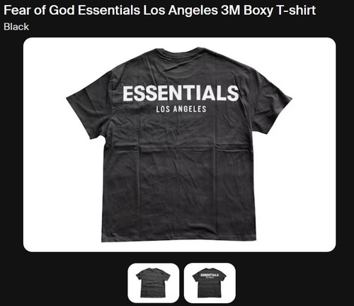 Camicia Fear Of God Essentials Los Angeles 3M nera riflettente taglia Lg *leggi sotto*