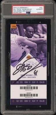 Dirk Nowitzki Autograph Signed 2015 Kobe Bryant Final Season Full Ticket - PSA - Image 1 of 3