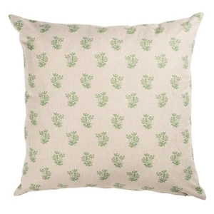 Posy Print Linen Look Extra-Large Cushion Cover. Dainty Florals in Sage Green. - Picture 1 of 3