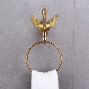 GOLD PVD Badezimmer Messing Luxus Kristall Schwan Handtuch Ring - Bild 1 von 7