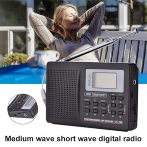 Portable Digital World Full Band Radio Receiver FM/AM//SW/MW Radio Alarm Clock - Picture 1 of 7