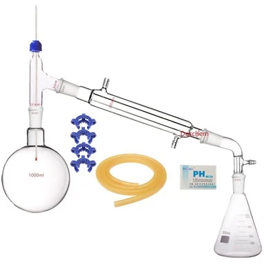 1000ml 24/40 Glass Distillation Apparatus 500ml Erlenmeyer Flask Lab Vacuum Kit - Image 1 of 4