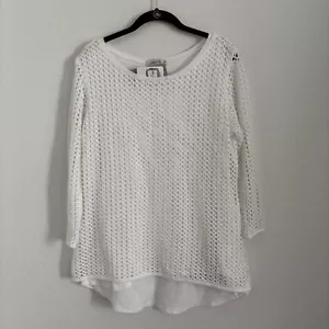 NWT Cut Loose Women's Size Medium White 3/4 Sleeve Tunic Top - Picture 1 of 4