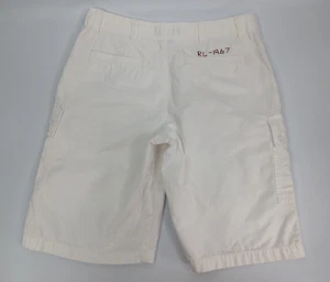 Polo Ralph Lauren Shorts RL 1967 Boys Size 16 White Cargo Rip Stop Military - Picture 1 of 10