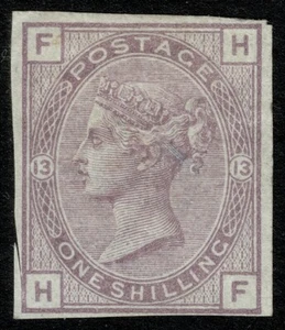 1882 1/- Lila UNISSUED SG 163 var Pl 13 HF IMPRIMATUR Fine MM Kat. £ 6.000,00 - Bild 1 von 2
