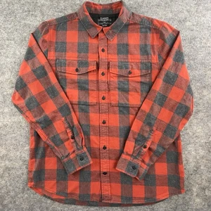 REI Co-op Flannel Shirt Mens Large Orange Plaid Long Sleeve Button Up Outdoors - Picture 1 of 6