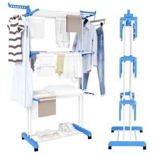 Wäscheständer Wäschetrockner Wäscheturm Kleiderständer Klappbar Ständer Rollen - Bild 1 von 6