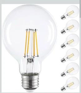 TORCHSTAR G25 Globe Light Bulbs LED Dimmable, Round Clear Vanity - Picture 1 of 2