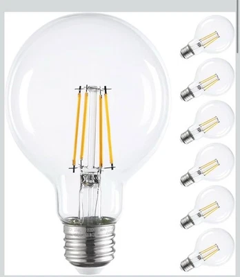 TORCHSTAR G25 Globe Light Bulbs LED Dimmable, Round Clear Vanity - Image 1 of 2