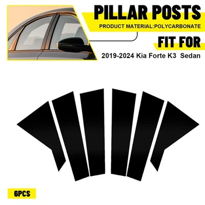BLACK Pillar Posts for Kia Soul 14-19 8pc Set Door Cover Piano Window Trim Foto 1 de 4