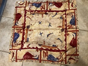 Rare Romeo Gigli Silk Scar 34” Italy Greek Gods Nautical Art Hand Rolled - Picture 1 of 5