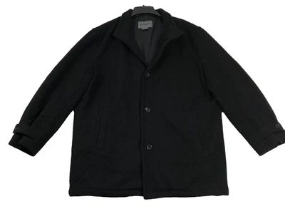 Abrigo Johnston & Murphy Pea para hombre XL negro lana cachemir chaqueta abotonada *Defectos Foto 1 de 4