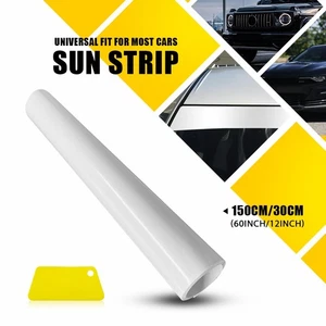 Universal Windshield Banner Gloss White Vinyl Decal Sun Visor Strip 60"x12" PVC - Picture 1 of 10