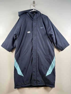 Vtg Nike Mens Full Zip Hooded Windbreaker Parka Jacket Blue Size 25x40 - Image 1 of 4