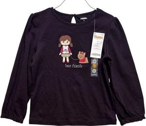 NWT Gymboree "Pups & Kisses" Vintage Best Friends LS Dark Plum Purple Top, 5T - Picture 1 of 3