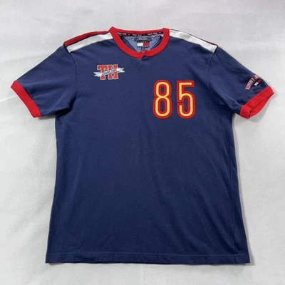 Camisa Tommy Jeans DE COLECCIÓN Para Hombre Grande Azul Marino Rojo 85 Gráfico Logo Timbre Y2K Foto 1 de 4