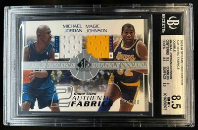 2003-04 SP Game Used Michael Jordan Magic Johnson Dual Jersey #74/100 BGS 8.5 - Image 1 of 2