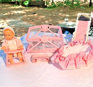 VTG 1988 Lewis Galoob Baby Doll Bouncing Babies Lot Playpen, Walker, stroller - Picture 1 of 12