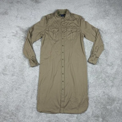 Ralph Lauren Sport Shirt Dress Womens Medium Tan Long Sleeve Utility Pima Cotton - Image 1 of 4