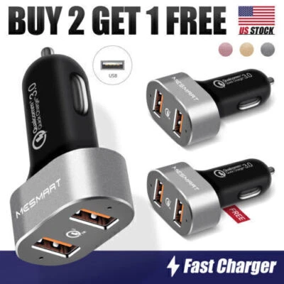 Fast Car Charger 2 USB Port +C Type For iPhone Samsung Universal Socket Adapter - Image 1 of 4