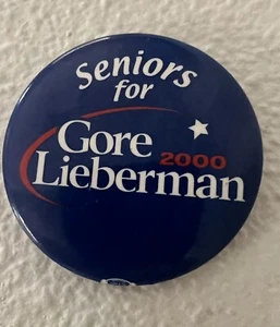 Seniors for GORE LIEBERMAN 2000 Political Presidential Pin Button Near-Mint - Picture 1 of 7