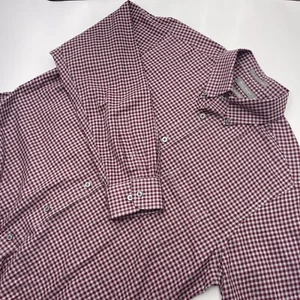 Camisa de algodón Daniel Cremieux XL con botones roja calce ajustado a cuadros - Imagen 1 de 4
