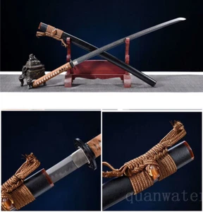1095 Kohlenstoffstahl Ton gehärtet geschliffen japanisches Samuraischwert Katana Saya + Büffel - Bild 1 von 7