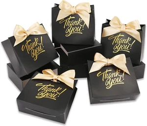50 Black Small Gift Bags with Bow Ribbon for Party Favors, 4.5x1.8x3.9 Inches - Picture 1 of 6