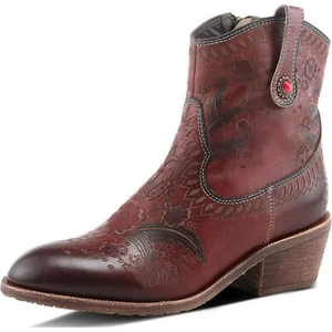 L'Artiste by Spring Step Womens Galop Western Ankle Boots - Mahogany NEW - Picture 1 of 8