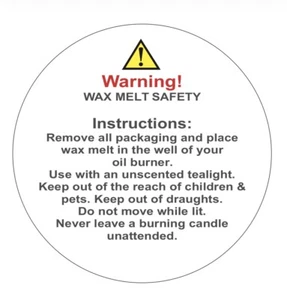 Wax Melt safety warning stickers labels. 1000 Labels. 38mm - Picture 1 of 1