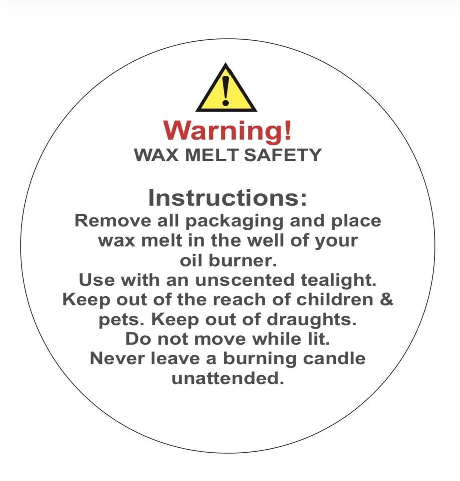 Wax Melt safety warning stickers labels. 1000 Labels. 38mm - Image 1 of 1