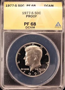 1977-S KENNEDY PROOF HALF DOLLAR ANACS PF68 DCAM US COIN X011 - Picture 1 of 2
