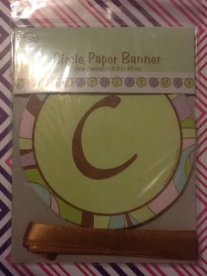 Parenthood Baby Shower Ribbon Circle Banner Congratulations NEW Modern Mommy - Image 1 of 3