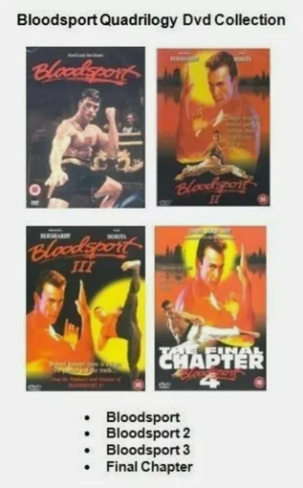 BLOODSPORT QUADRILOGY 1-4 DVD Movie Film Collection Part 1 2 3 4 Original UK Rel - Image 1 of 1