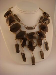 BANANA REPUBLIC STATEMENT NECKLACE BR  BIB SMOKEY FACETED LUCITE VINTAGE