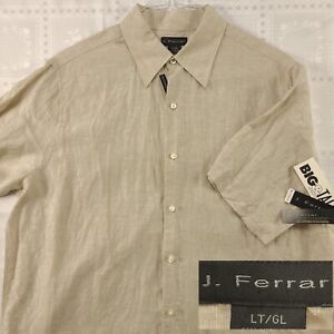 J Ferrar Mens Short Sleeve Button Up Shirt Large Tall LT Linen New Tags NWT #G56