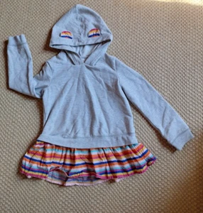 Tucker + Tate Girl's Gray Long Sleeve Plaid Animal Ear Peplum Hem Hoodie Size 7 - Picture 1 of 11