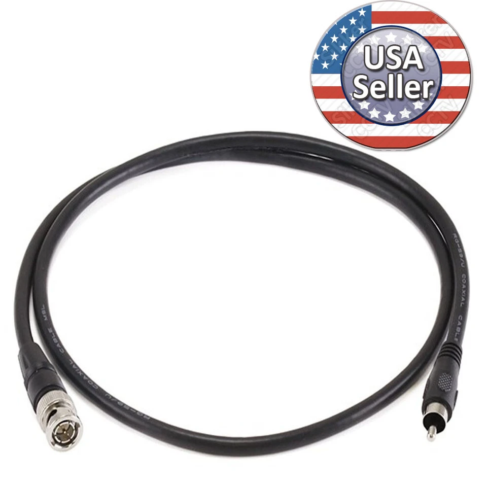 Sikker 6 ft feet BNC male to RCA male video camera cable cord for CCTV DVR to TV - Image 1 of 1