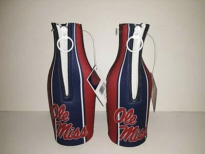 Ole Miss Rebels NCAA  Striped Design Zip - Up Bottle Koozie (set of two) - Image 1 of 4