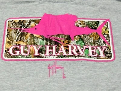 Guy Harvey Tee Shirt Graphic T-shirt Womens Medium Pink Sailfish Camoflage Logo - Image 1 of 4
