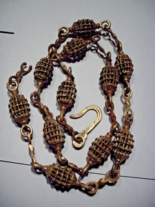 Antique Solid brass Large Chandelier Chain Ensemble Approx. 50 3/4 length w/hook - Picture 1 of 6