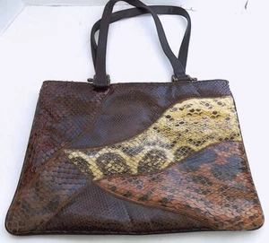 Vintage Brown Snakeskin Handbag Purse Cuero Vaca Argentina - Picture 1 of 5